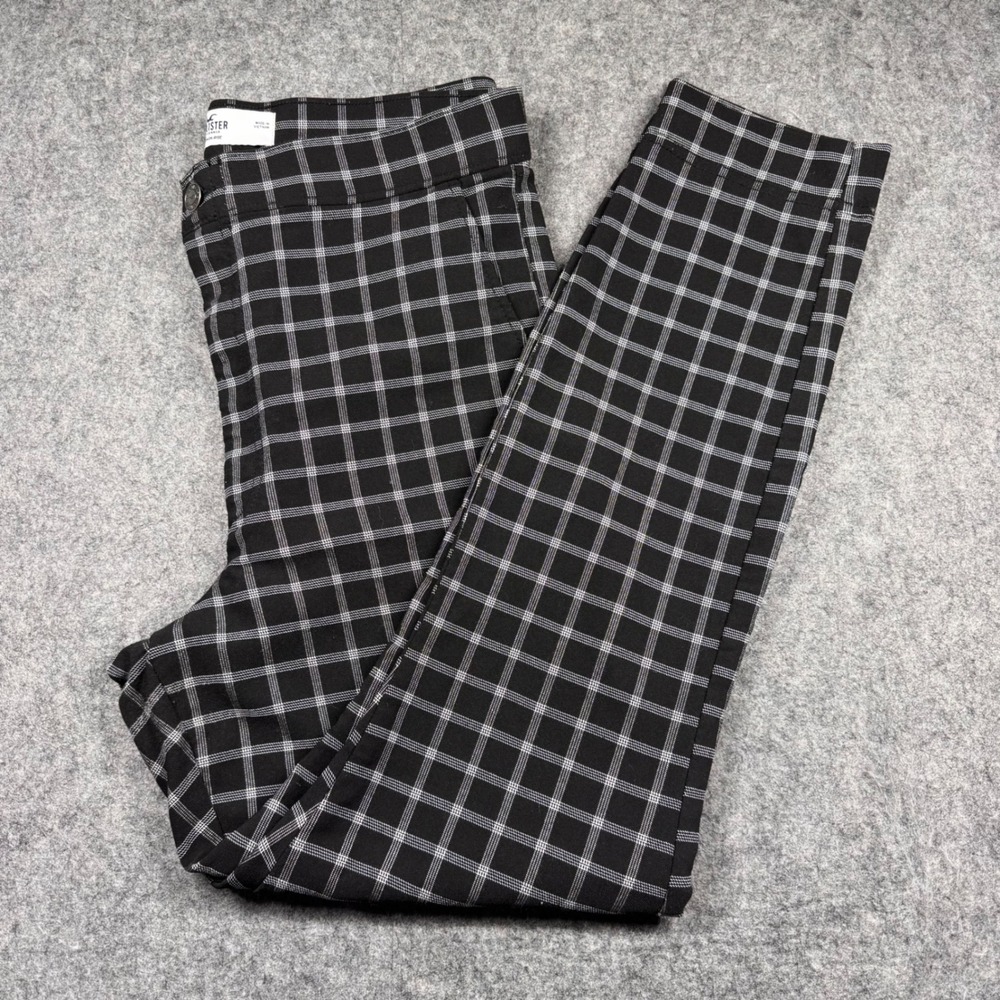 Hollister Plaid Pants Womens L Black Ultra High-Rise Tapered Trousers